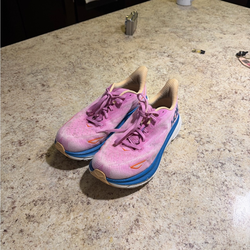 Hoka Women's Vibrant Pink and Blue Athletic Shoes